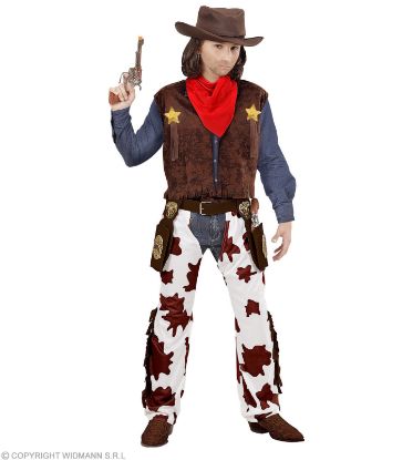 Billede af Cowboyari Vestur buksur hattur.. (140cm / 8-10 ár)