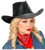 Billede af Svartur Leðurlook Cowboyhattur