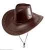 Billede af Brúnur Leðurlook Cowboyhattur