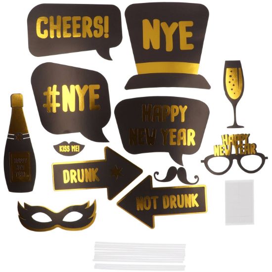 Billede af Photobooth Set Happy New Year 12 stk