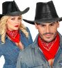 Billede af Svartur Leðurlook Cowboyhattur