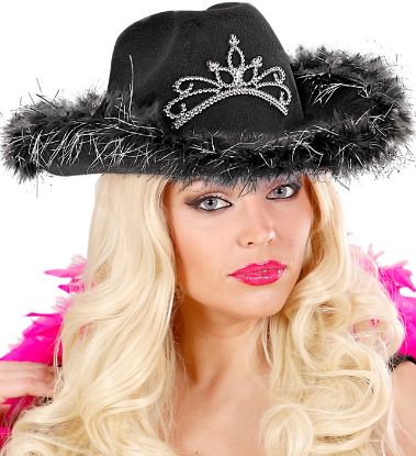 Billede af Party Cowboy Hattur við Tiara Svartur