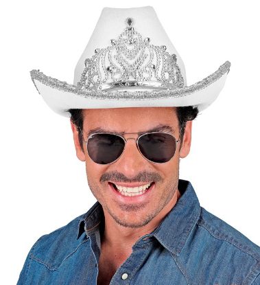 Billede af Cowgirl Party Hattur við Tiara Hvítur
