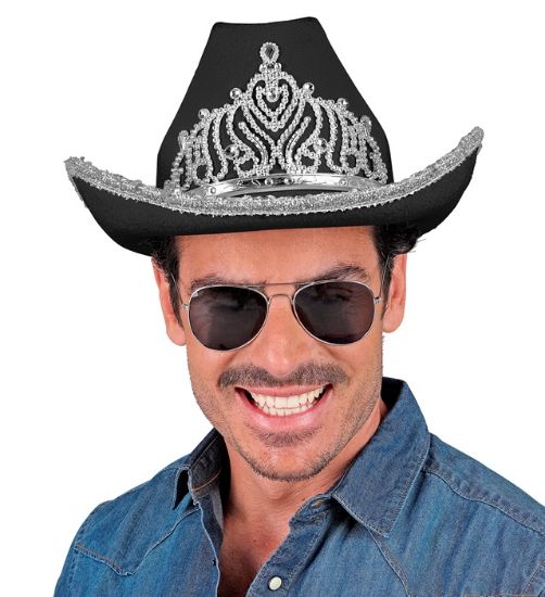 Billede af Cowgirl Party Hattur við Tiara Svartur