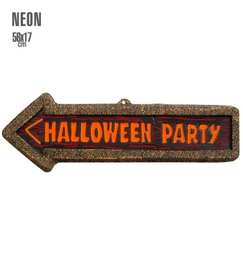 Billede af 3D Neon Halloween Party skilti 56x17cm