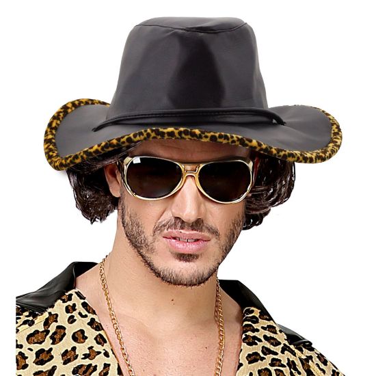 Billede af Svartur Leðurlook Leo Cowboyhattur
