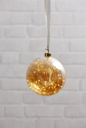Billede af Glaskúla v./ljósið, Amber, LED, 15 cm