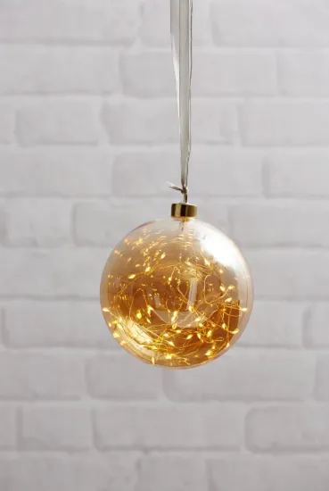 Billede af Glaskúla v./ljósið, Amber, LED, 15 cm