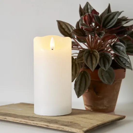 Billede af LED Blokkljós, Flamme Rustic, Hvítt, 7,5x10 cm