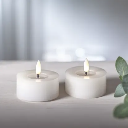 Billede af LED Fýrfatsljós, Flamme Flow, Hvítt, 2 stk, 70x35/55mm