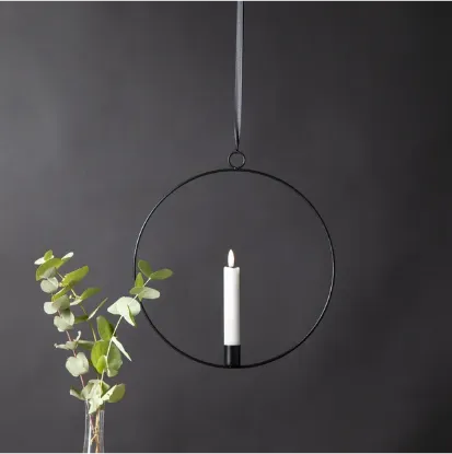 Billede af Svartur metal ringur v./LED stakaljós, Flamme,  28,5 x 30cm