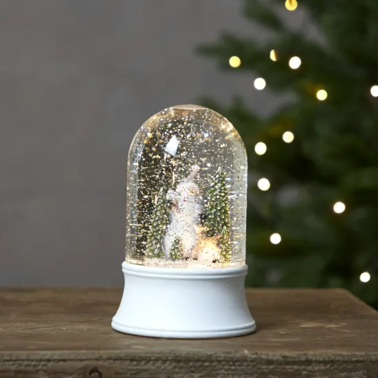 Billede af Glaskúla á fóti v./ljósið og glimmur, 19cm